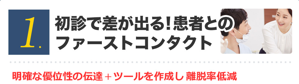初診で差が出る!患者とのファーストコンタクト 明確な優位性の伝達＋ツールを作成し離脱率低減